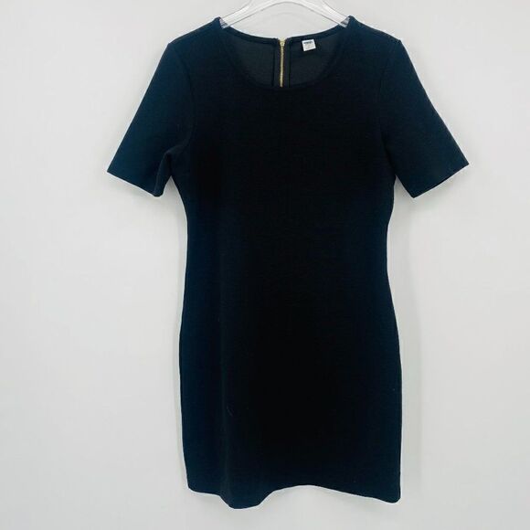 Old Navy Size Small Black Ribbed Short Sleeve Mini Sheath Dress - Picture 1 of 9